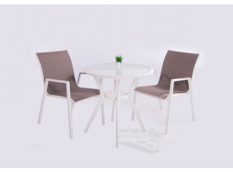 שולחן 72 לבן ו2 כסא אביב