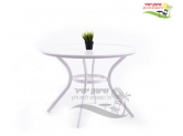 שולחן אלומיניום 105 ס"מ עגול לבן