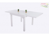 שולחן אלומיניום 90*90 נפתח ל-180 זכוכית לבן